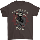 I'm Here For You Grim Reaper Skull Devil Mens T-Shirt Cotton Gildan Dark Chocolate
