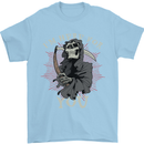 I'm Here For You Grim Reaper Skull Devil Mens T-Shirt Cotton Gildan Light Blue