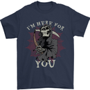 I'm Here For You Grim Reaper Skull Devil Mens T-Shirt Cotton Gildan Navy Blue