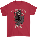 I'm Here For You Grim Reaper Skull Devil Mens T-Shirt Cotton Gildan Red