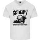 I'm Not Always Grumpy Motorbike Biker Funny Mens V-Neck Cotton T-Shirt White