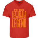 I'm Not Old I'm a Legend Funny Birthday Mens V-Neck Cotton T-Shirt Red