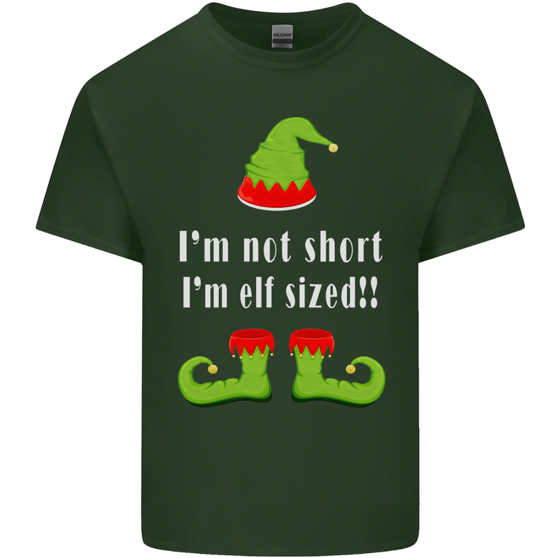 I'm Not Short I'm Elf Sized Funny Christmas Mens Cotton T-Shirt Tee Top Forest Green
