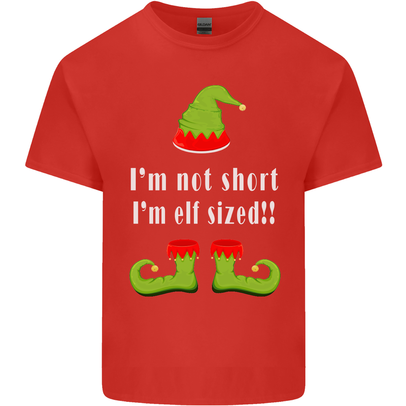 I'm Not Short I'm Elf Sized Funny Christmas Mens Cotton T-Shirt Tee Top Red