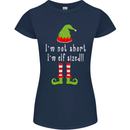 I'm Not Short I'm Elf Sized Funny Christmas Womens Petite Cut T-Shirt Navy Blue