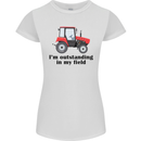 I'm Outstanding in My Field Farmer Tractor Womens Petite Cut T-Shirt White