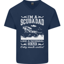 I'm a Scuba Diving Dad Father's Day Diver Mens V-Neck Cotton T-Shirt Navy Blue