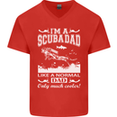 I'm a Scuba Diving Dad Father's Day Diver Mens V-Neck Cotton T-Shirt Red