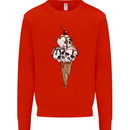 Ice Cream Skull Mens Sweatshirt Jumper Bright Red