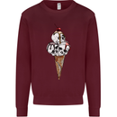 Ice Cream Skull Mens Sweatshirt Jumper Maroon