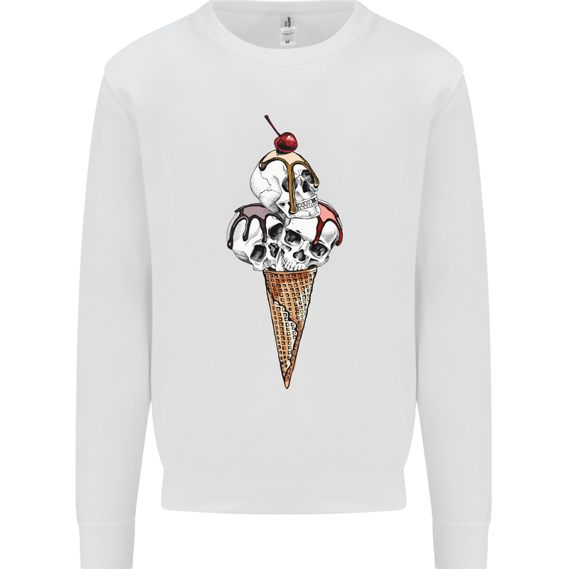 Ice Cream Skull Mens Sweatshirt Jumper White