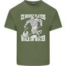 Ice Hockey Players Walk On Water Mens Cotton T-Shirt Tee Top Military Green
