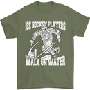 Ice Hockey Players Walk On Water Mens T-Shirt 100% Cotton Military Green