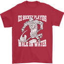 Ice Hockey Players Walk On Water Mens T-Shirt 100% Cotton Red