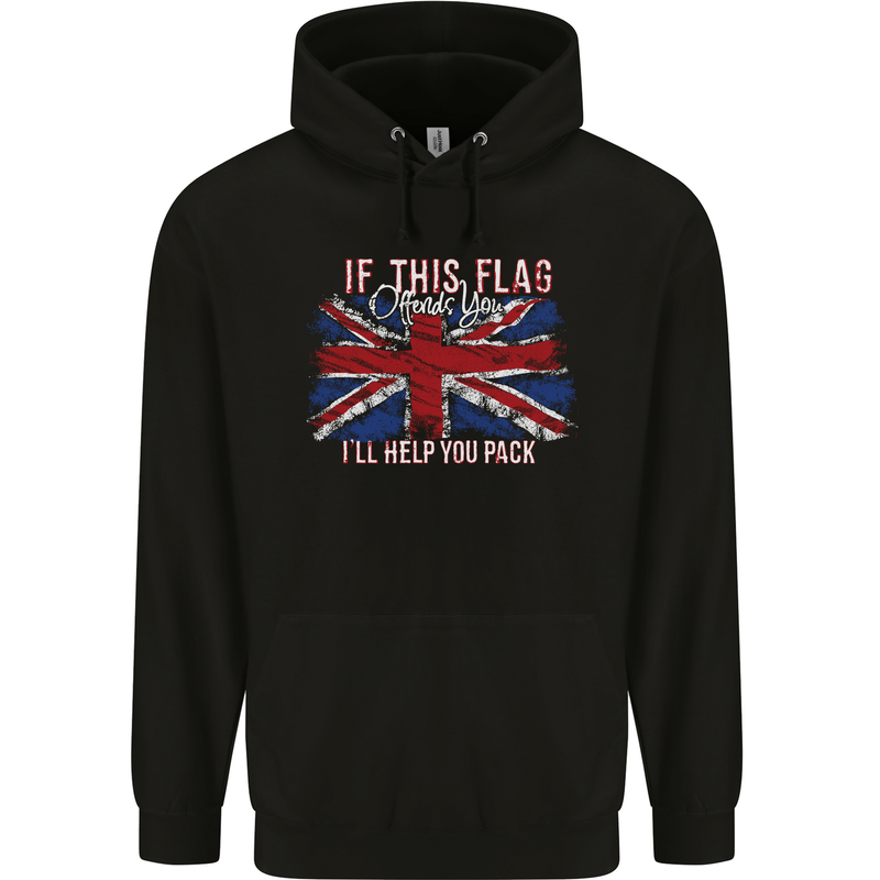 If This Flag Offends You Union Jack Britain Mens 80% Cotton Hoodie Black