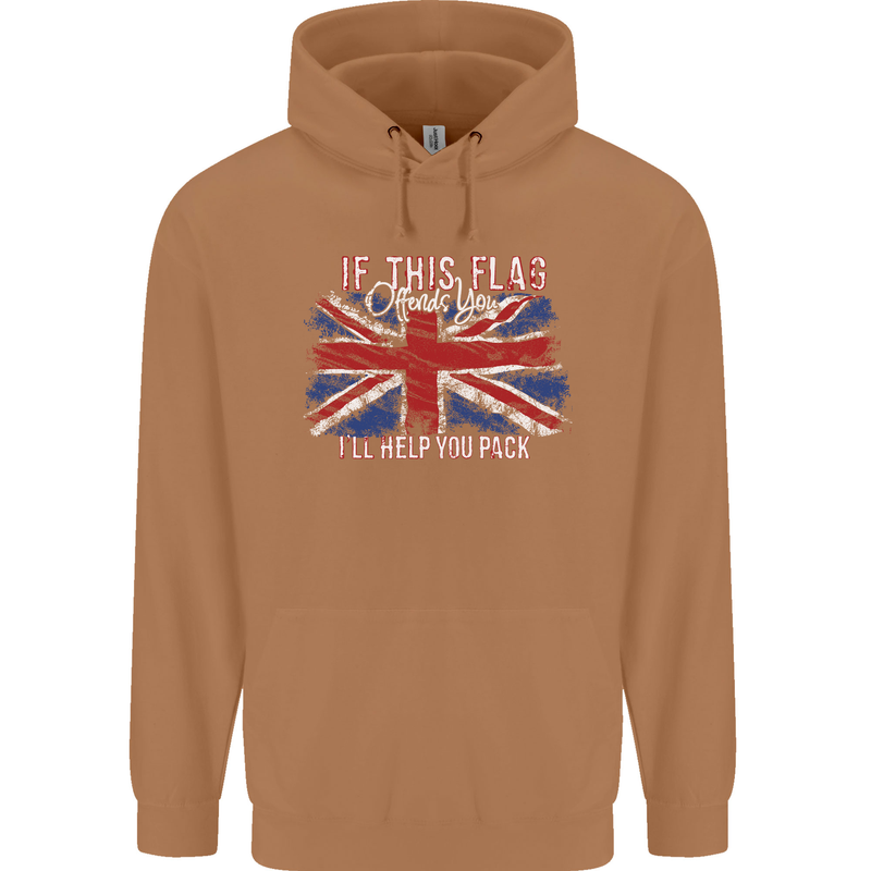 If This Flag Offends You Union Jack Britain Mens 80% Cotton Hoodie Caramel Latte