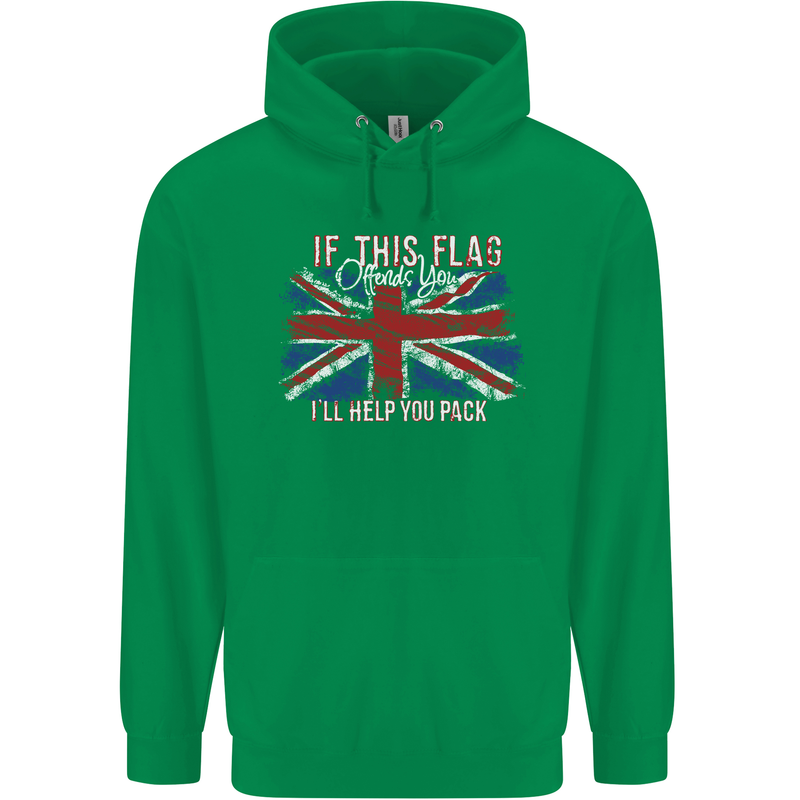 If This Flag Offends You Union Jack Britain Mens 80% Cotton Hoodie Irish Green