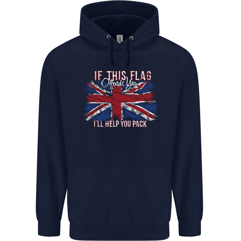 If This Flag Offends You Union Jack Britain Mens 80% Cotton Hoodie Navy Blue