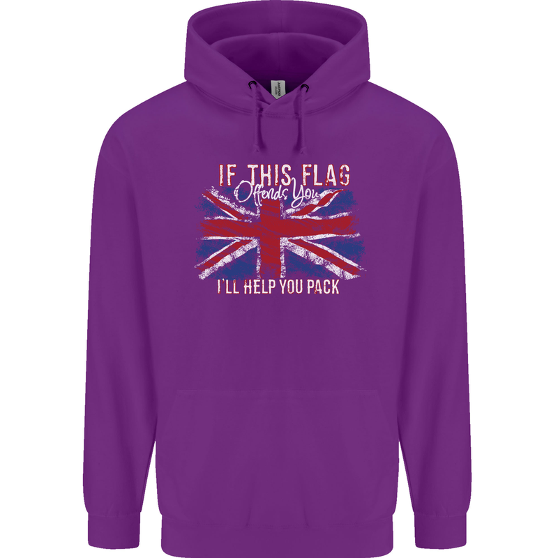If This Flag Offends You Union Jack Britain Mens 80% Cotton Hoodie Purple