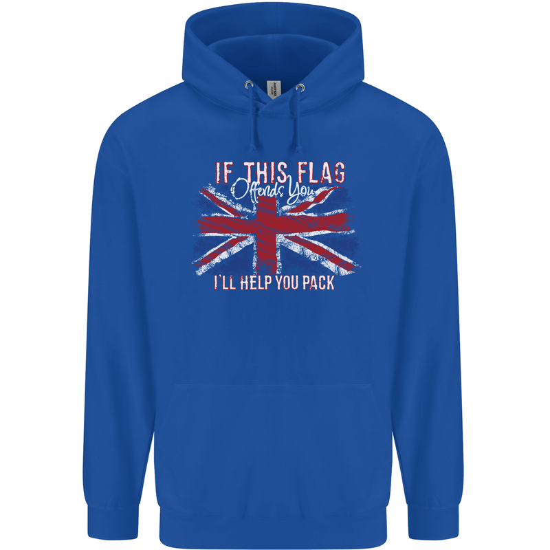 If This Flag Offends You Union Jack Britain Mens 80% Cotton Hoodie Royal Blue