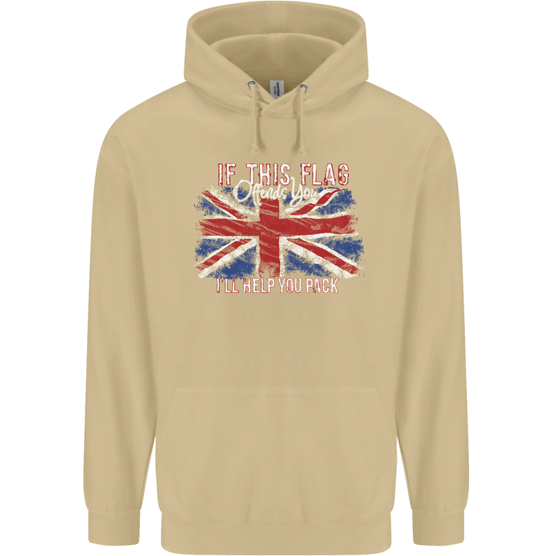 If This Flag Offends You Union Jack Britain Mens 80% Cotton Hoodie Sand