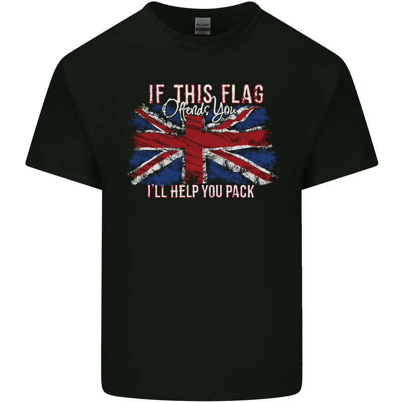 If This Flag Offends You Union Jack Britain Mens Cotton T-Shirt Tee Top Black