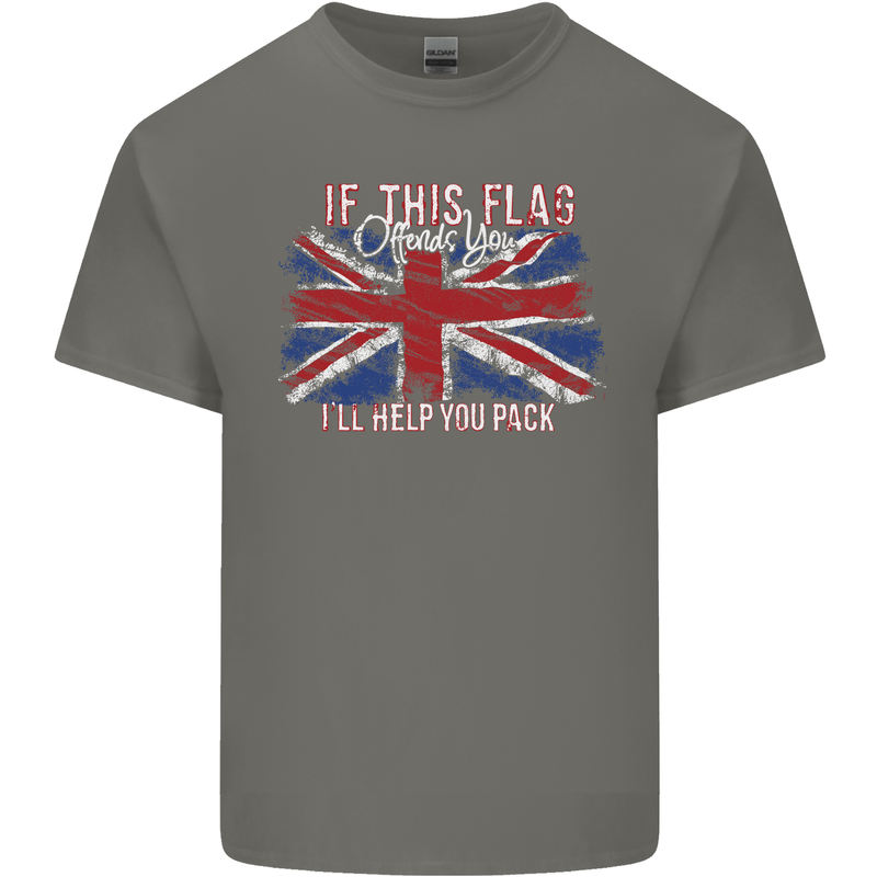 If This Flag Offends You Union Jack Britain Mens Cotton T-Shirt Tee Top Charcoal