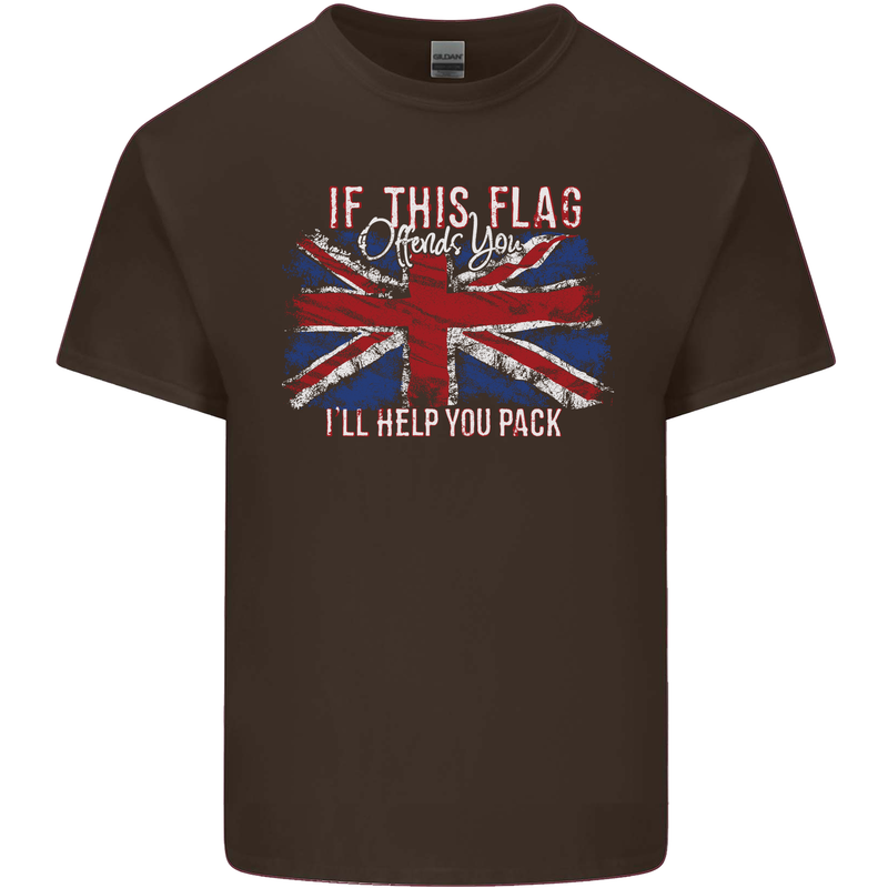 If This Flag Offends You Union Jack Britain Mens Cotton T-Shirt Tee Top Dark Chocolate
