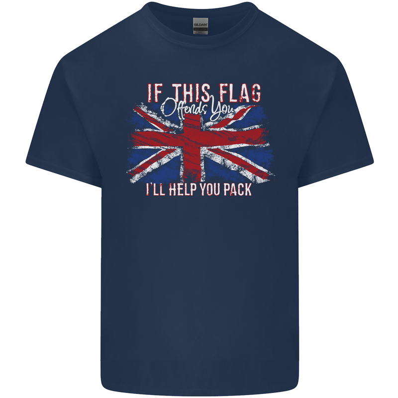If This Flag Offends You Union Jack Britain Mens Cotton T-Shirt Tee Top Navy Blue