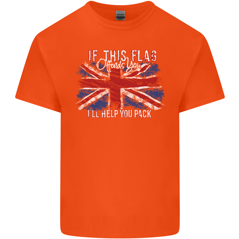 If This Flag Offends You Union Jack Britain Mens Cotton T-Shirt Tee Top Orange