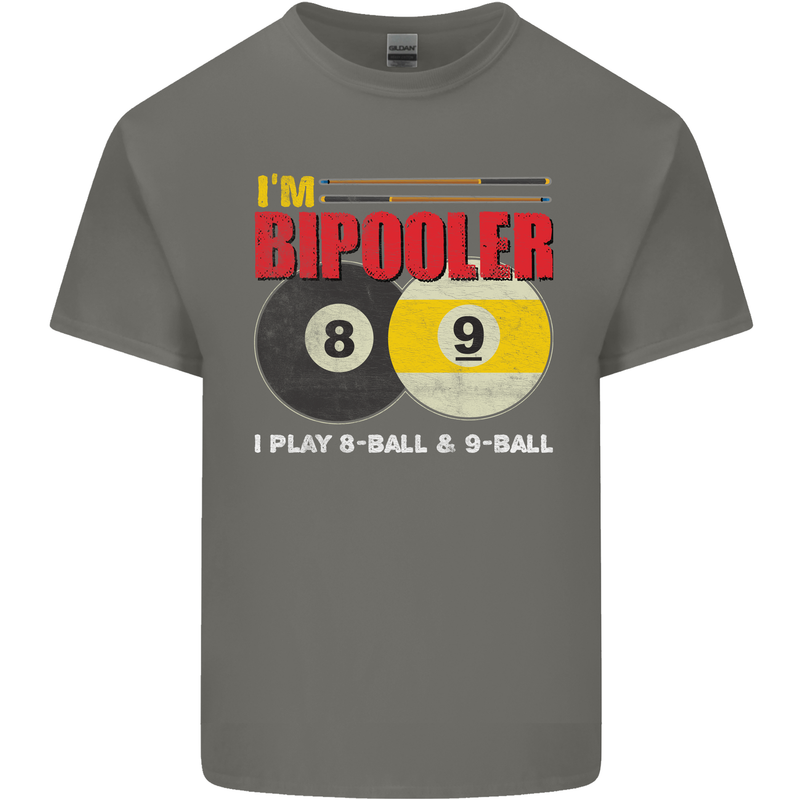Im Bipooler I Play 8-Ball 9-Ball Funny Pool Mens Cotton T-Shirt Tee Top Charcoal