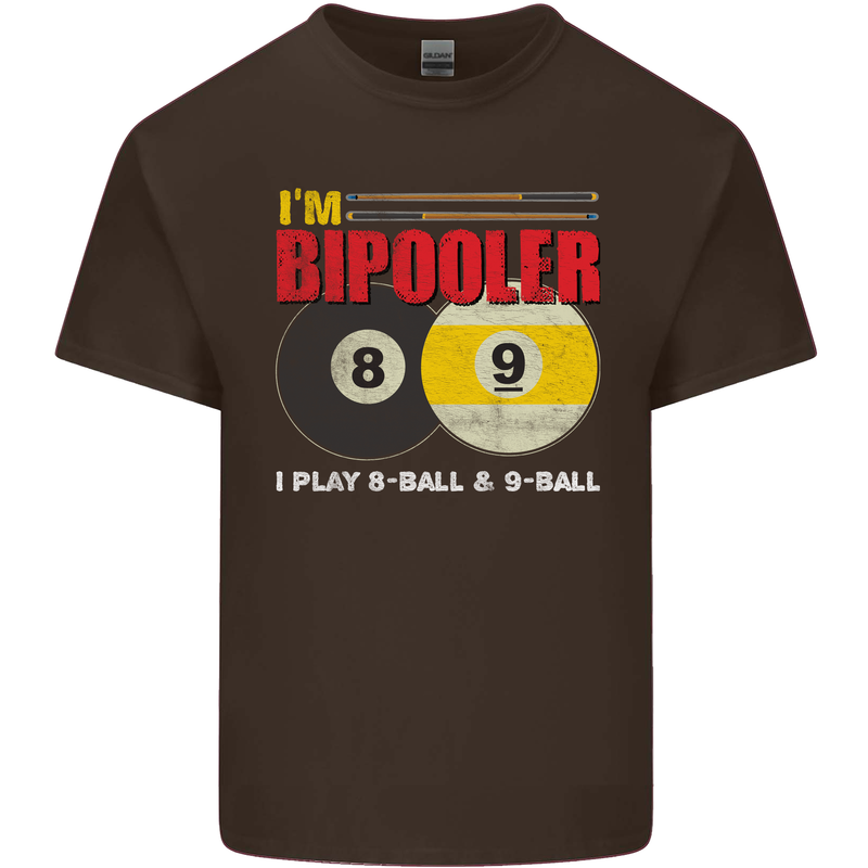 Im Bipooler I Play 8-Ball 9-Ball Funny Pool Mens Cotton T-Shirt Tee Top Dark Chocolate