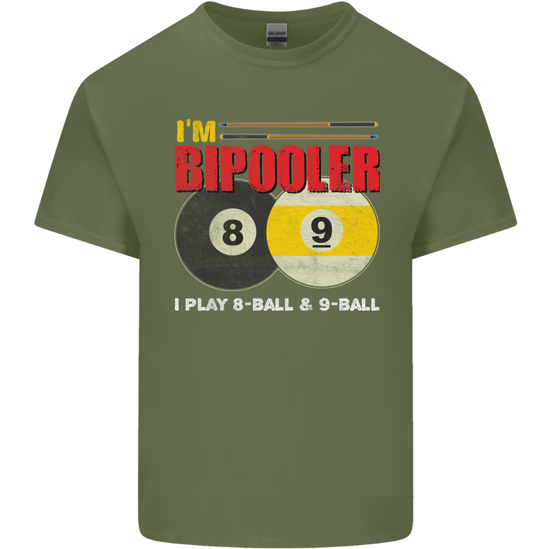 Im Bipooler I Play 8-Ball 9-Ball Funny Pool Mens Cotton T-Shirt Tee Top Military Green