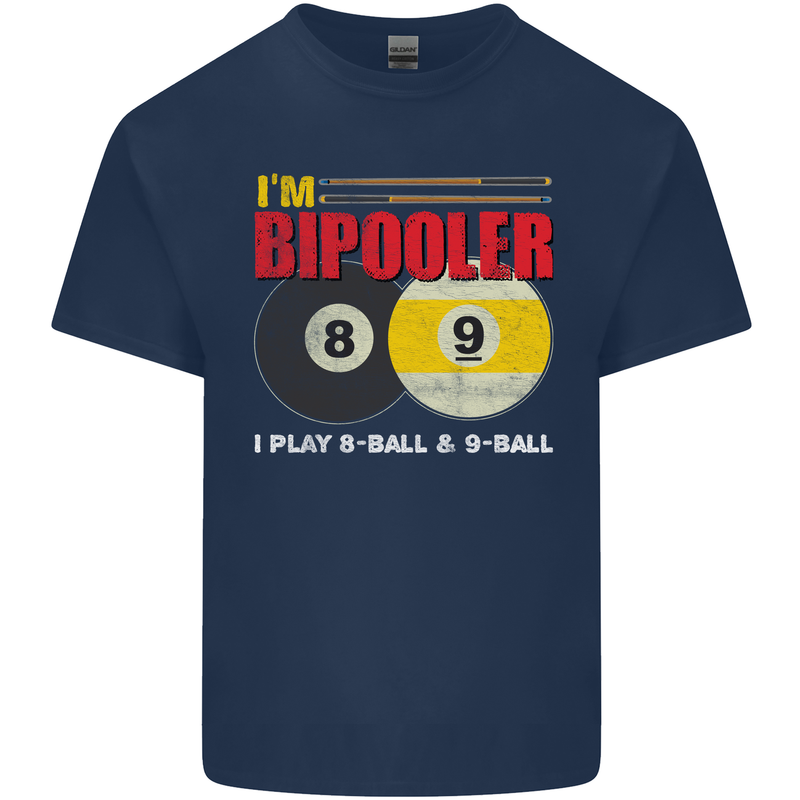 Im Bipooler I Play 8-Ball 9-Ball Funny Pool Mens Cotton T-Shirt Tee Top Navy Blue