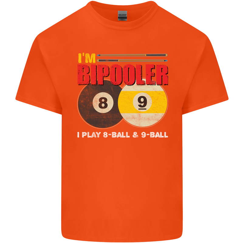 Im Bipooler I Play 8-Ball 9-Ball Funny Pool Mens Cotton T-Shirt Tee Top Orange