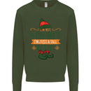 Im Not Short Tall Elf Funny Christmas Mens Sweatshirt Jumper Forest Green