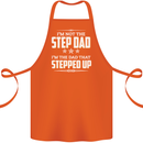 Im Not the Step Dad Stepped Up Fathers Day Cotton Apron 100% Organic Orange