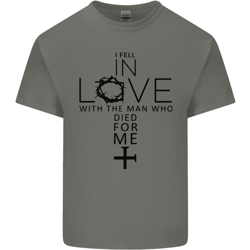 In Love With the Cross Christian Christ Kids T-Shirt Childrens Charcoal