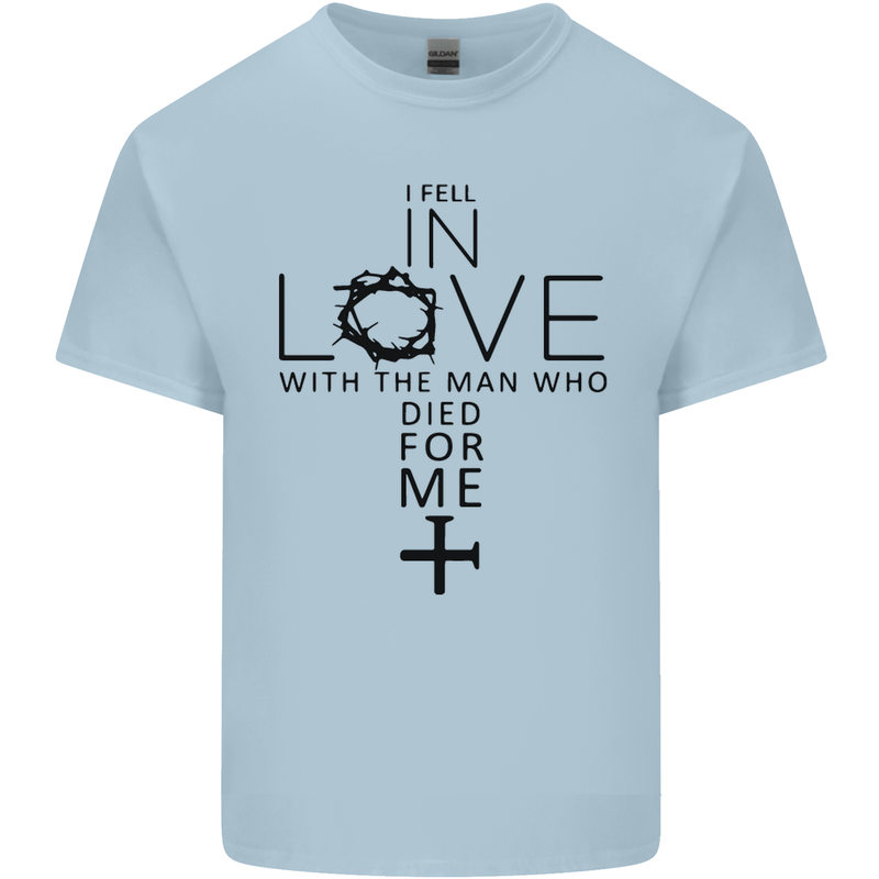 In Love With the Cross Christian Christ Kids T-Shirt Childrens Light Blue