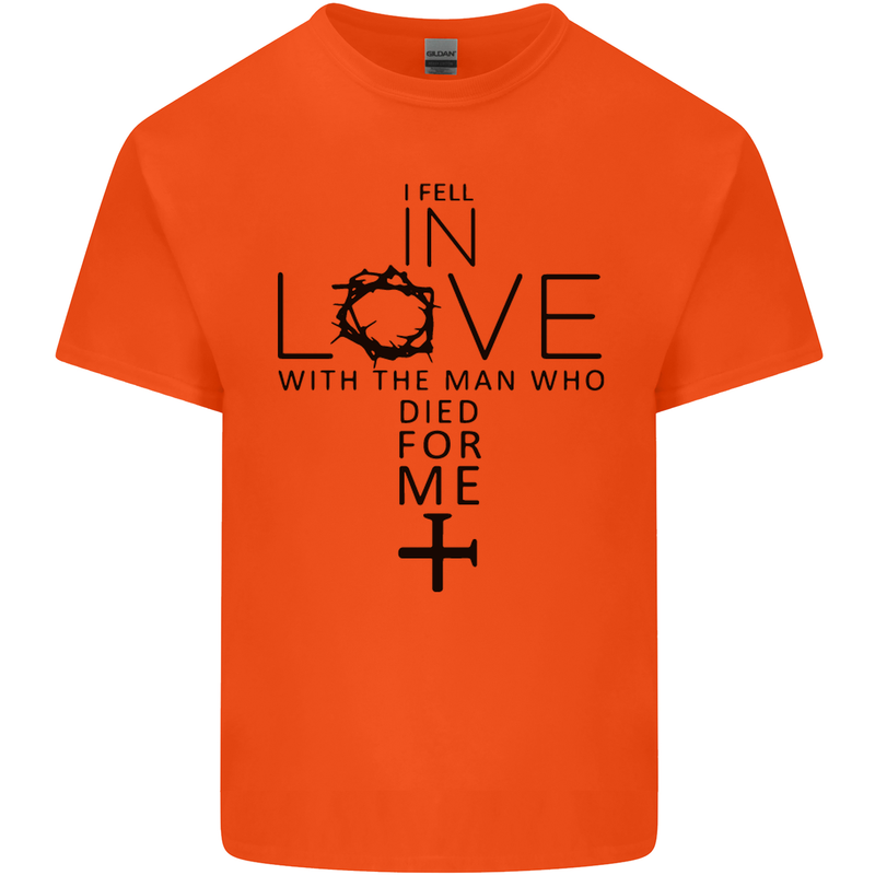 In Love With the Cross Christian Christ Kids T-Shirt Childrens Orange