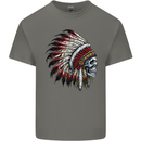 Indian Skull Headdress Biker Motorbike Mens Cotton T-Shirt Tee Top Charcoal