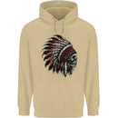 Indian Skull Headdress Biker Motorcycle Mens 80% Cotton Hoodie Sand