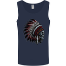 Indian Skull Headdress Biker Motorcycle Mens Vest Tank Top Navy Blue