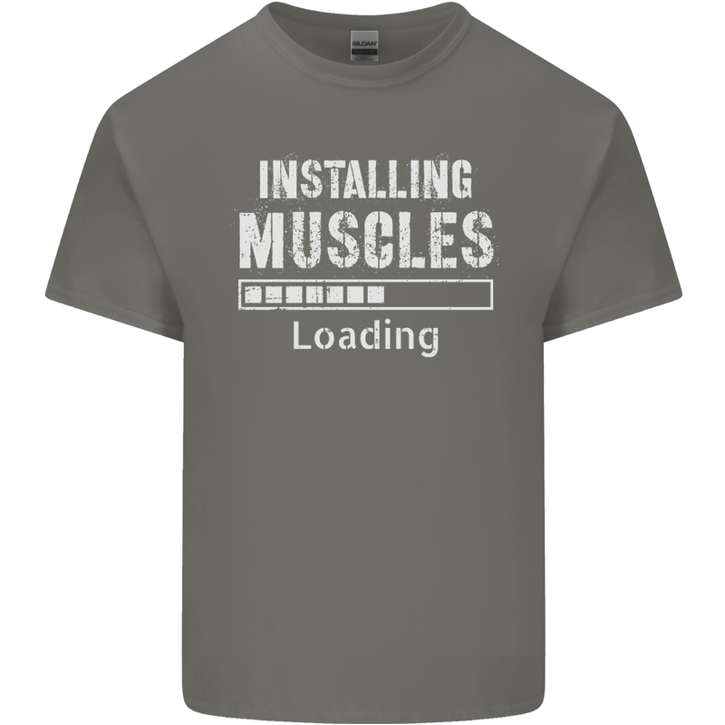 Installing Muscles Loading Gym Training Top Mens Cotton T-Shirt Tee Top Charcoal