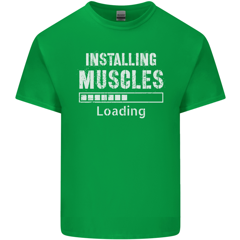 Installing Muscles Loading Gym Training Top Mens Cotton T-Shirt Tee Top Irish Green