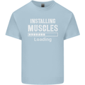 Installing Muscles Loading Gym Training Top Mens Cotton T-Shirt Tee Top Light Blue