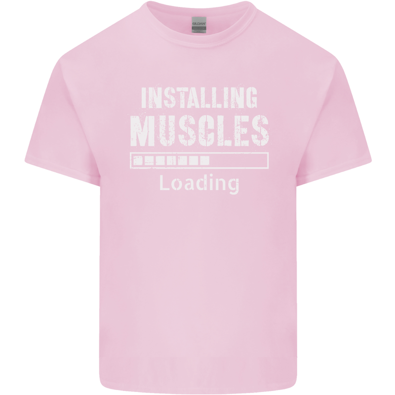 Installing Muscles Loading Gym Training Top Mens Cotton T-Shirt Tee Top Light Pink