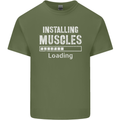 Installing Muscles Loading Gym Training Top Mens Cotton T-Shirt Tee Top Military Green