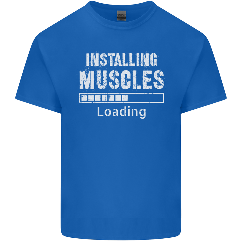Installing Muscles Loading Gym Training Top Mens Cotton T-Shirt Tee Top Royal Blue