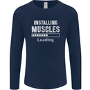Installing Muscles Loading Gym Training Top Mens Long Sleeve T-Shirt Navy Blue